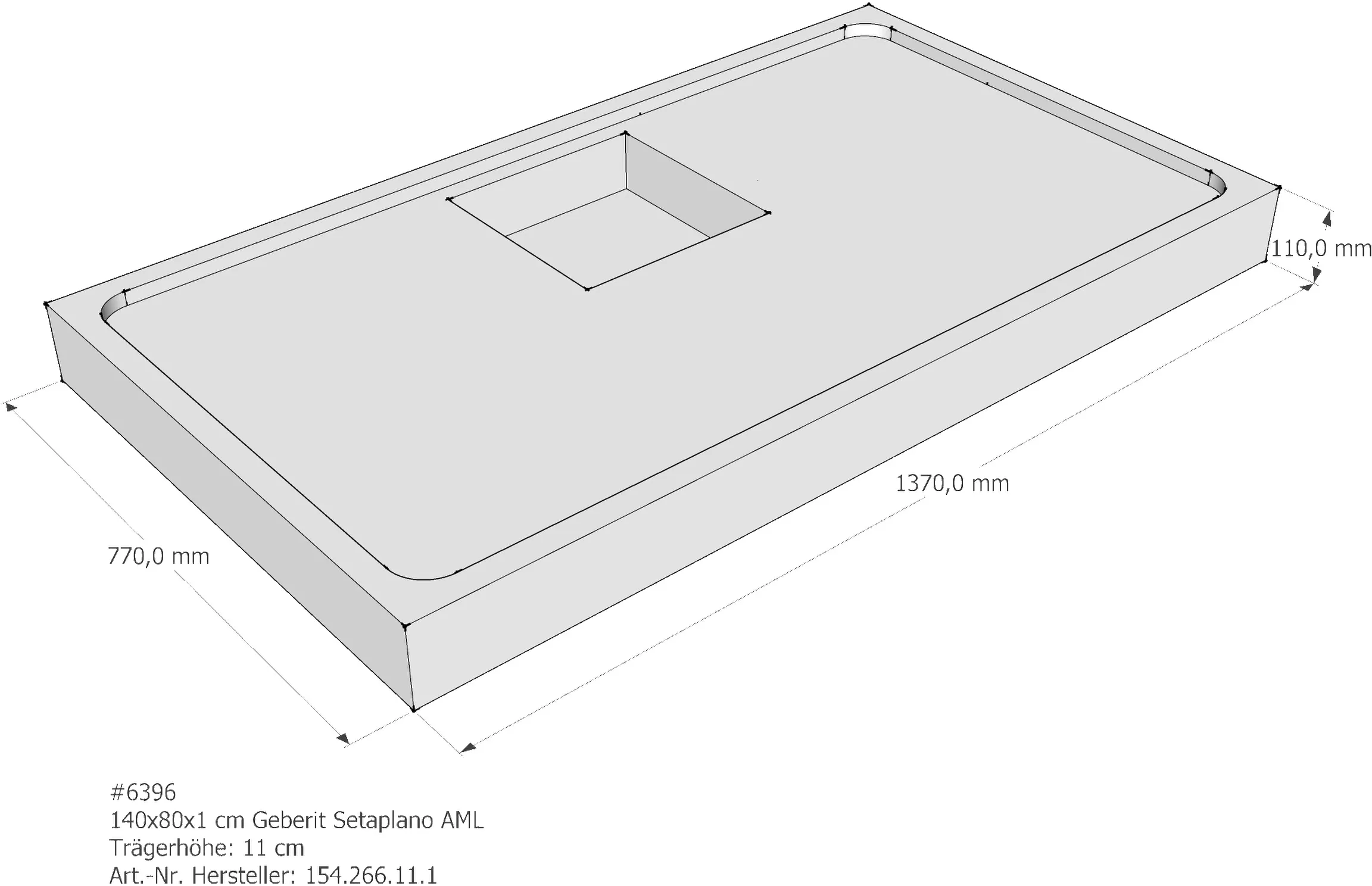 Duschwannenträger Geberit Setaplano 140x80x1 cm AML150