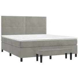 vidaXL Boxspringbett mit Matratze Hellgrau 160x200 cm Samt