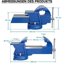 Wiltec Schraubstock Metall 125 mm grau