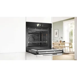 Bosch Backofen mit Mikrowelle Serie 8, HMG778NB1 Einbau-Backofen Integrierbarer 60 x 60cm, Mikrowellenfunktion, digitaler Bedienring, TFT-Touchdisplay Pro, Heißluft sanft, Boost-Funktion, Schwarz