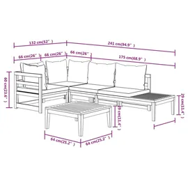vidaXL Garten-Lounge-Set 4-tlg. grau Akazienholz