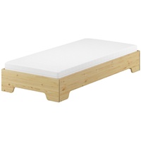 ERST-HOLZ Bett Bettrahmen Funktionsbett Kiefer Gästebett 100x220, Kieferfarblos lackiert braun