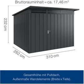 hörmann stauraumsysteme Juno Gerätehaus 3,10 x 2,62 m Anthrazitgrau