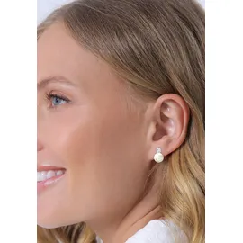 Elli Ohrstecker Süßwasserzuchtperle mit Zirkonia silber 925 8mm