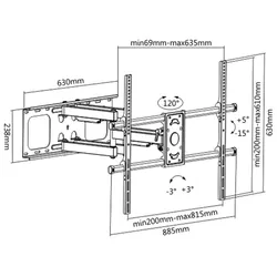 VALUE TV-Wandhalterung, flexibel, 50-90 Zoll, bis 75 kg