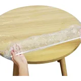 Transparente, runde Tischdecke, wasserdicht, öldicht, elastische Kanten, PVC-Tischunterlagen, abwischbar, transparente Tischdecke für runden Tisch, Abendessen, Party, Urlaub, Party, Picknick, 114–140