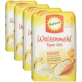 Aurora Weizenmehl Type 405 Klassik, 1kg (Packung mit 4)