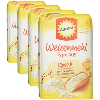 Aurora Weizenmehl Type 405 Klassik, 1kg (Packung mit 4)