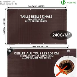 VOUNOT Abdeckplane 3 x 5 m Braun