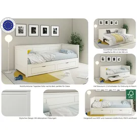 otto home Stauraumbett Leorben 100 x 82 x 210 cm Kiefer massiv weiß