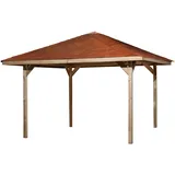 Weka Pavillon »Paradies 3«, (Set), BxT: 433x433 cm, inkl. Dachschindeln und Pfostenanker, braun