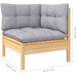 vidaXL Garten-Lounge-Set 9-tlg. grau Kiefernholz
