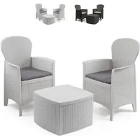 PROGARDEN Balkonset Three weiß Kunststoff - weiß