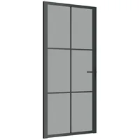 vidaXL Haustür Innentür 93x201,5 cm Schwarz ESG-Glas und Aluminium (1-St) schwarz 93 cm