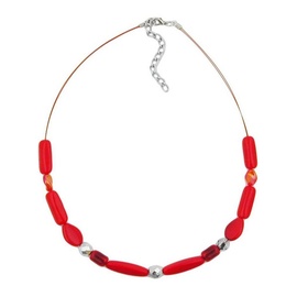 Gallay Perlenkette Kette Drahtkette mit Glasperlen rot-geflammt 42cm (1-tlg) rot