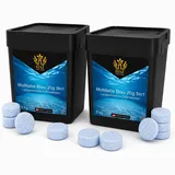 HAF Pool Chlor-Tabletten Blau (2 x 5 kg Eimer) – langsam lösliche Chlortabletten (20g pro Stück) | Chlor Multitabs 5 in 1 für Poolpflege, Desinfektion, Algenvorbeugung & hygienisch klares Poolwasser