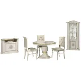 JVmoebel Esszimmer-Set Esszimmer Esstisch Stuhl RTV Eckvitrine Gruppe Garnitut Holz Tisch Set, Made in Europa weiß