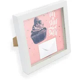 itenga Geldgeschenk Cupcake Gutschein Bilderrahmen Spardose zum Befüllen Geschenkverpackung inkl. Einleger und Briefumschlag zum Dekorieren