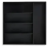 Relaxdays Besteckkasten, 5 Fächer, Schubladen Ordnungssystem, HBT: 4 x 34 x 33,5 cm, Bambus, Besteck Organizer, schwarz