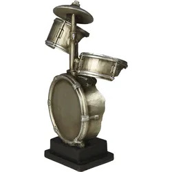Dekofigur AMBIENTE HAUS "Schlagzeug Figur L", silber (antik, silberfarben), B:15cm H:33cm T:8cm, Polyresin, Dekofiguren