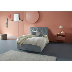 Polsterbett "Adamas", grau, L:210cm, Bezug: 100% Polyester, Polsterung: Polsterwatte, Material Gestell: gepolsterter Holzwerkstoff, WESTFALIA SCHLAFKOMFORT, Betten, auch mit Bettkasten, Knopfheftung mit Strasssteinen