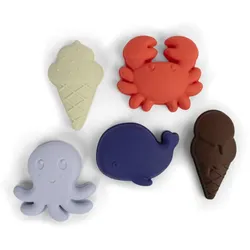 FILIBABBA Silicone Sand Toys Blue Mix Wasserspielzeug 5 St.