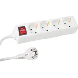 Perel Steckdosenleiste mit Schalter, 4 Schutzkontakt-Steckdosen, Kabel 3 m, 3G1.5, Innenbereich,