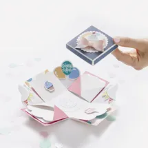 Folia Bastelset Explosionsbox Party blau 46 tlg. 7,5 x 7,5 x 7,5 cm