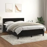 vidaXL Boxspringbett mit Matratze Schwarz 140x200 cm Samt