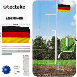 Tectake Aluminium Fahnenmast wetterfest inklusive Seilzug und Bodenhülse | Bunt