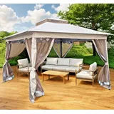 Premium Pavillon SET Gartenpavillon Pergola Metall 335x335x270 cm faltbar-2025