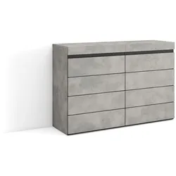 SKRAUT HOME Schubladenschrank, Schrank mit Schubladen, 114x35x75 cm, Schlafzimmer, Mit Stauraum, Moderner Stil, Zementgrau - 457_9