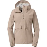 Schöffel Damen Jacket Lausanne L, Funktionsjacke mit Kapuze, wasserdichte Übergangsjacke mit Pack-Away-Tasche, humus, 42