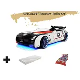 Aileenstore Kinderbett Roadster Police 90 x 190 cm Holz schwarz