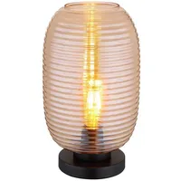 GLOBO lighting Tischleuchte Nachttischlampe Glas amber Wohnzimmerlampe E27 H