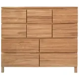 Tikamoon Highboard 10 Schubladen Teak  aus massivem Holz  beige