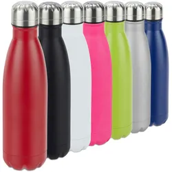 Relaxdays Trinkflasche Edelstahl, auslaufsicher, für Kalt- und Heißgetränke, Vakuum Isolierflasche 500 ml, Outdoor, rot