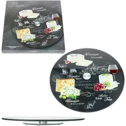 World of Cheese Käseplatte drehbar Ø32cm Glas Wurst Fingerfood Servier-Tablett