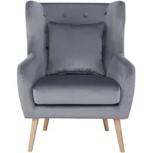 Home Affaire Ohrensessel HOME AFFAIRE "Yamuna", grau (hellgrau), H:100cm T:85cm, Sessel, Ohrensessel, mit Sitzpolsterung, Gestell und Füße aus Massivholz, Sitzhöhe 47 cm