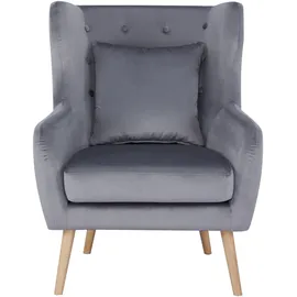 Home Affaire Ohrensessel HOME AFFAIRE "Yamuna", grau (hellgrau), H:100cm T:85cm, Sessel, Ohrensessel, mit Sitzpolsterung, Gestell und Füße aus Massivholz, Sitzhöhe 47 cm
