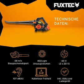 FUXTEC 40 Volt 2in1 Akku-Laubbläser/-sauger Set FX-E2LBS-SET