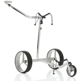 JuCad Elektro-Golftrolley CARBON TRAVEL 2.0 Silber-Schwarz - Rot / Mattschwarz