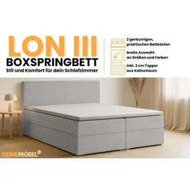 dein schlaf 24 BOXBETT LON III 160/200 in Cord Hellgrau H3 - Hellgrau