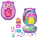 Mattel Polly Pocket Mama & Baby Igel Handtaschen-Spielset mit 2 Puppen & 16 Accessoir