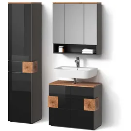 livinity® Tanaro 3-tlg. Anthrazit/Eiche