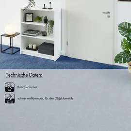 Andiamo Teppichboden ANDIAMO "Milo, Nadelfilz, Gesamthöhe 2,5 mm, Made in Belgium", blau, B:200cm L:100cm, Polyester, Polypropylen (PP), Teppiche, Uni Farben, Breite 100 cm oder 200 cm, Wohnzimmer, strapazierfähig