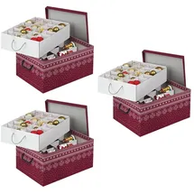 Kreher Set: 3 x Karton für Christbaumkugeln_Dekor: Red Snowflake