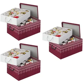 Kreher Set: 3 x Karton für Christbaumkugeln_Dekor: Red Snowflake