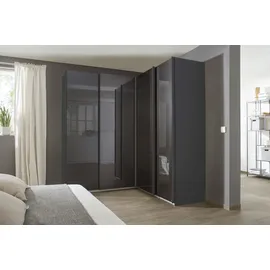 Rauch Quadra grau (graumetallic, hochglanz effektgrau), B:181cm H:229cm T:187cm, Holzwerkstoff, Schränke, Schwebetürenschrank, Eckschrank inkl. Türendämpfer und Schubladeneinsatz