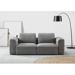 2-Sitzer RAUM.ID "Cushid", grau (platin), B:218cm H:62cm T:109cm, 100% Polyester, Sofas, Modulsofa, bestehend aus 2 Teilen, Breite 218 cm